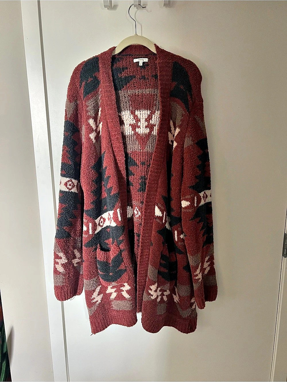 Jodifl Geometric Cardigan Red & Black Small